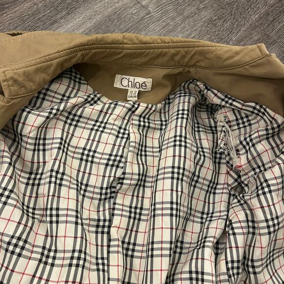 Chloé Phoebe Philo Era Vintage Tan Trench Coat Resin Buckles Belted Sz Small EUC - Picture 15 of 16